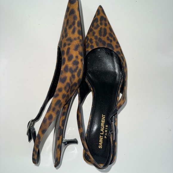 Saint Laurent Brown Leopard Print Heels - Picture 3 of 4